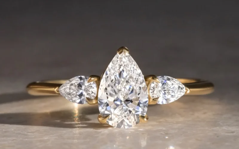 Pear Engagement Ring Thin Band